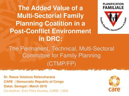 The Permanent, Technical, Multi-Sectoral Committee for Family Planning