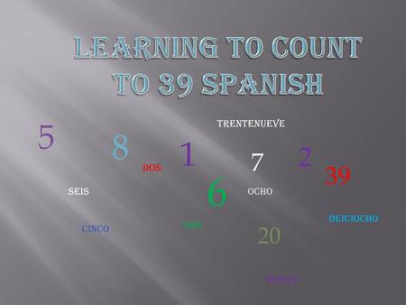 Learning to count to 39 Spanish