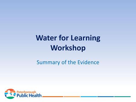 Water for Learning Workshop