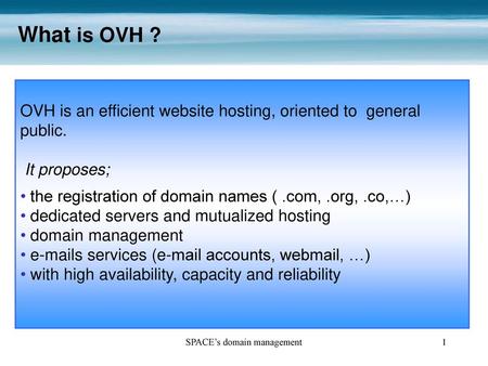 SPACE’s domain management