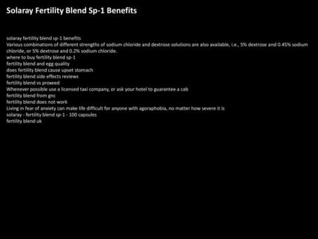 Solaray Fertility Blend Sp-1 Benefits