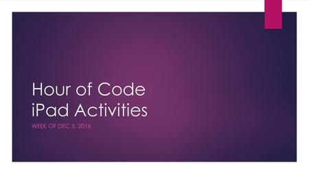 Hour of Code iPad Activities