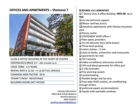 OFFICES AND APARTMENTS – Sheinovo 7