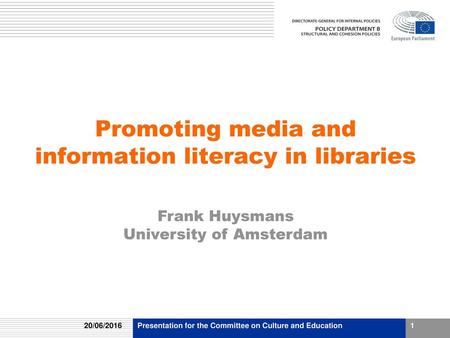 Promoting media and information literacy in libraries