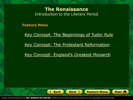 The Renaissance Introduction to the Literary Period