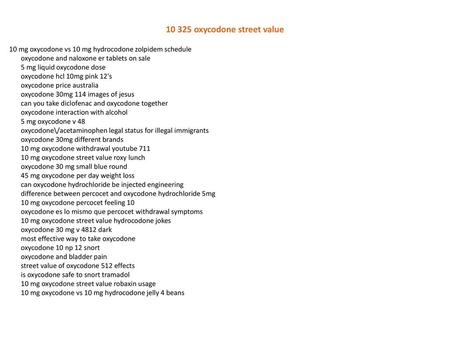 oxycodone street value