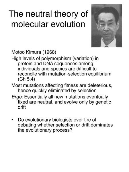 The neutral theory of molecular evolution