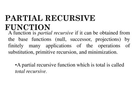 PARTIAL RECURSIVE FUNCTION