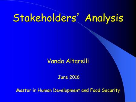 Stakeholders’ Analysis