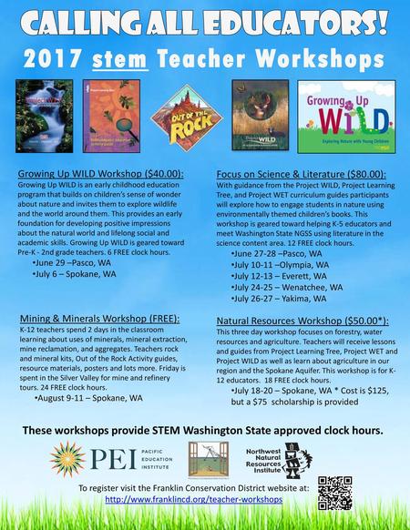 Calling ALL educators! 2017 stem Teacher Workshops