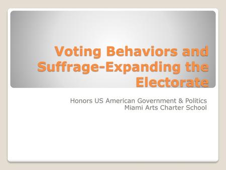 Voting Behaviors and Suffrage-Expanding the Electorate