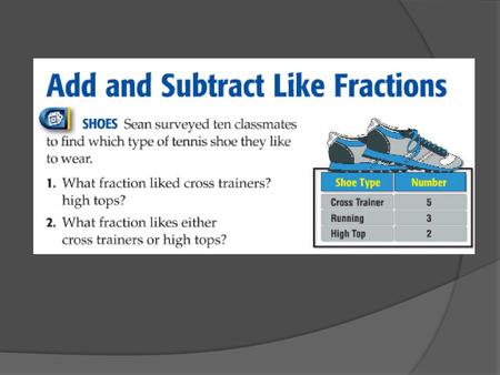 Add & Subtract Like Fractions