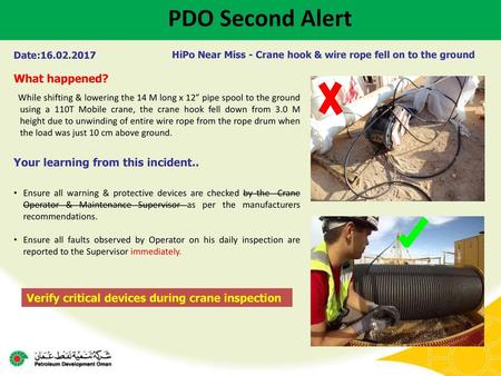 PDO Second Alert What happened? Your learning from this incident..