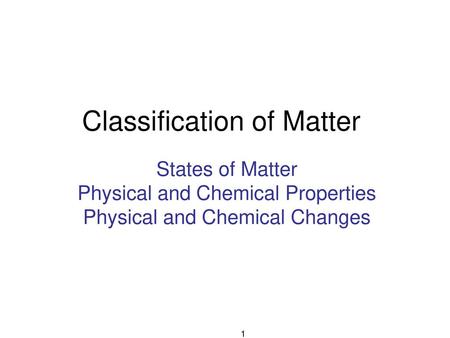 Classification of Matter