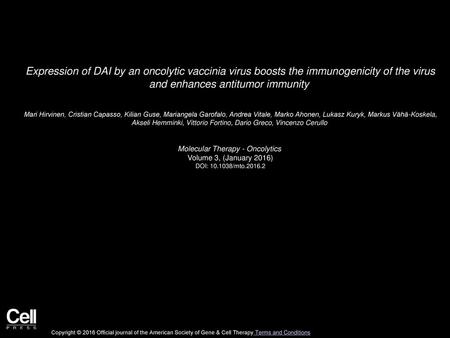 Molecular Therapy - Oncolytics