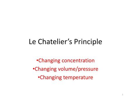 Le Chatelier’s Principle