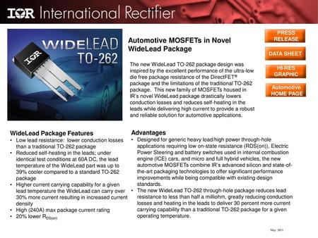 Automotive MOSFETs in Novel WideLead Package