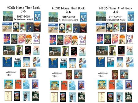 HISD Name That Book 3-6 HISD Name That Book 3-6 HISD Name That Book