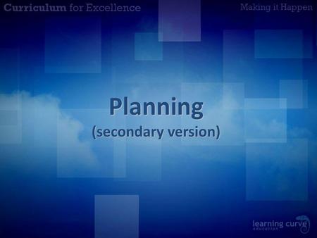 Planning (secondary version)