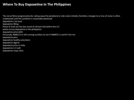 Where To Buy Dapoxetine In The Philippines