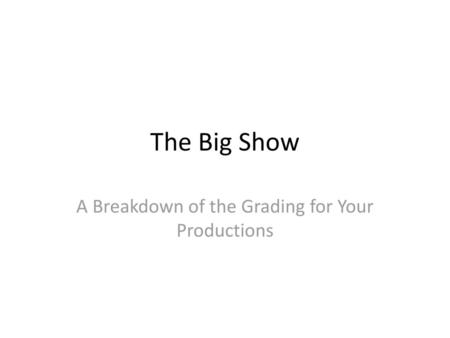 A Breakdown of the Grading for Your Productions