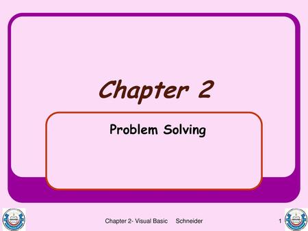 Chapter 2- Visual Basic Schneider