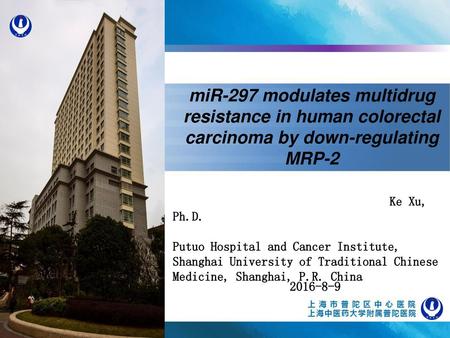 Ke Xu, Ph.D. Putuo Hospital and Cancer Institute,