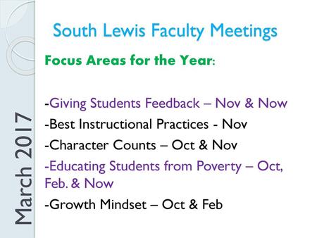 South Lewis Faculty Meetings