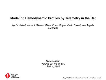 Modeling Hemodynamic Profiles by Telemetry in the Rat