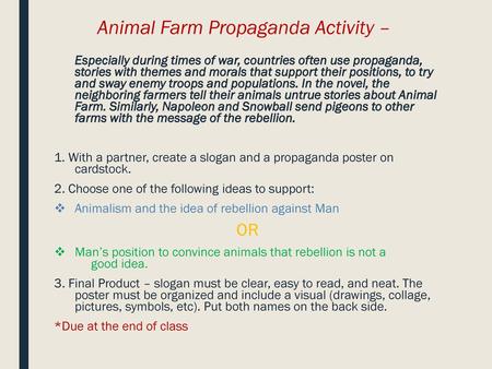 Animal Farm Propaganda Activity –