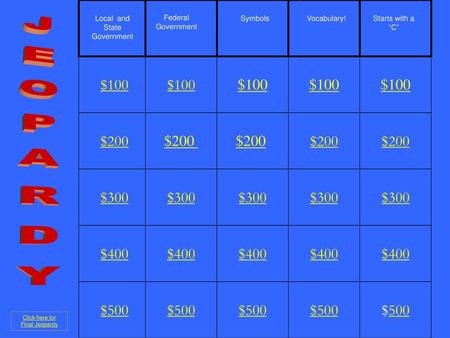 JEOPARDY $100 $200 $300 $400 $500 Eleanor M. Savko 6/27/2018