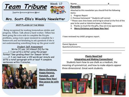 Mrs. Scott-Ellis’s Weekly Newsletter