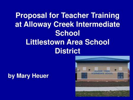 Proposal for Teacher Training at Alloway Creek Intermediate School