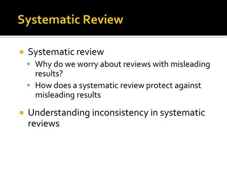 Systematic Review Systematic review