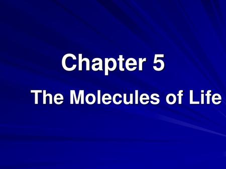 Chapter 5 The Molecules of Life.