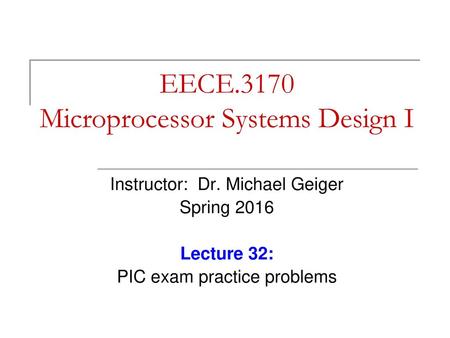 EECE.3170 Microprocessor Systems Design I