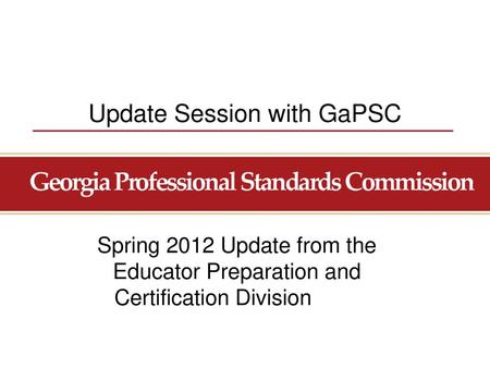 Update Session with GaPSC