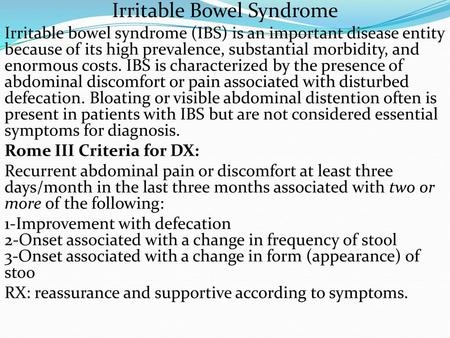 Irritable Bowel Syndrome