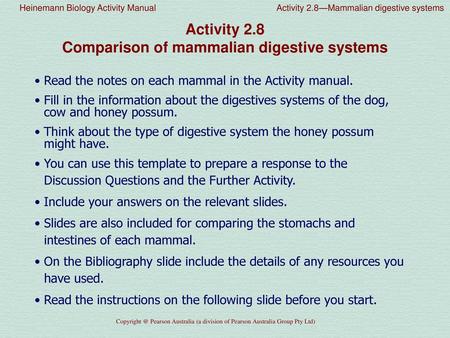 Comparison of mammalian digestive systems