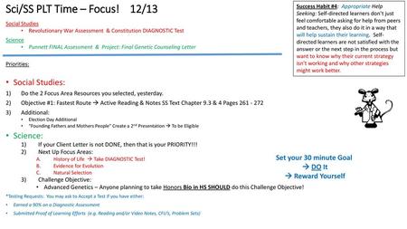 Sci/SS PLT Time – Focus! 12/13