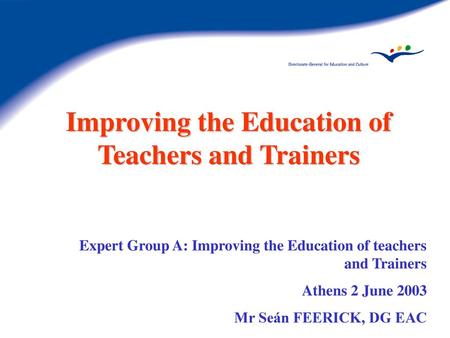 Improving the Education of Teachers and Trainers