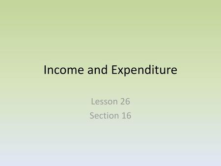 Income and Expenditure