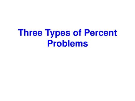 Three Types of Percent Problems