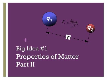 Big Idea #1 Properties of Matter Part II.