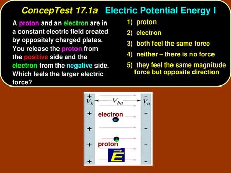 ConcepTest 17.1a Electric Potential Energy I