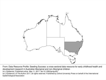 Figure 1 Map of Australia with the state of New South Wales highlighted in grey. From: Data Resource Profile: Seeding Success: a cross-sectoral data resource.