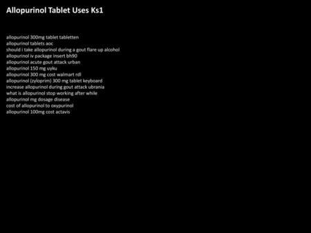 Allopurinol Tablet Uses Ks1