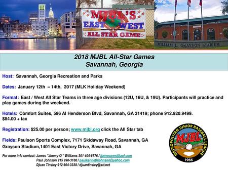 2018 MJBL All-Star Games Savannah, Georgia