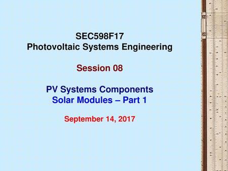 Photovoltaic Systems Engineering