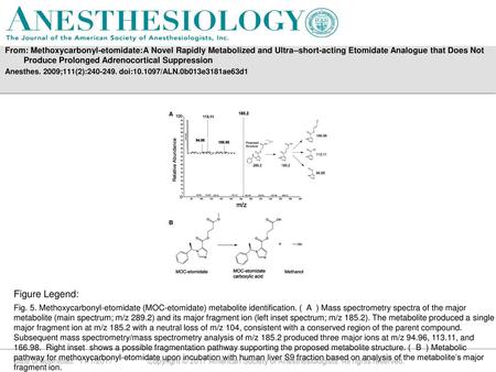 From: Methoxycarbonyl-etomidate:A Novel Rapidly Metabolized and Ultra–short-acting Etomidate Analogue that Does Not Produce Prolonged Adrenocortical Suppression.